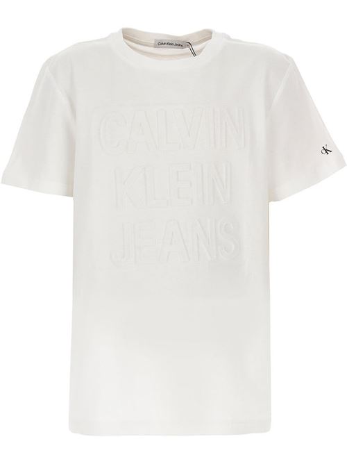 TONAL DEBOSSED T-SHIRT CALVIN KLEIN JEANS | IB0IB01102/YAF